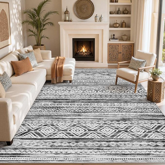cotiled Boho 9x12 Area Rug for Living Room: Large Moroccan Washable Rug | Solve by COTILED