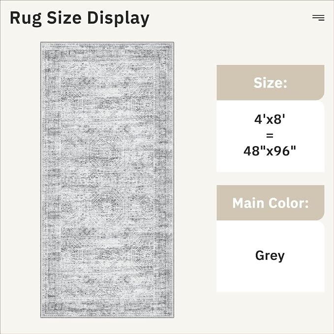 Soalmost Washable Hallway Runner Rug 4x8 Kitchen Entry Rugs Non-Slip, Foldable - Image 5