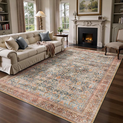 6x9 Area Rugs - Washable Vintage Retro Living Room Rug, Soft Ultra Thin Non by Yarooge
