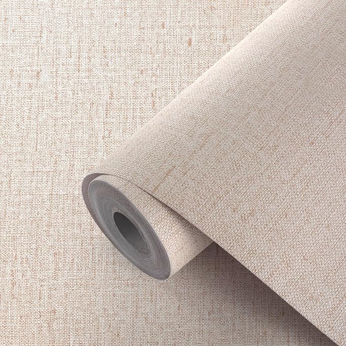 Beige Textured Contact Paper Grasscloth Wallpaper Peel and Stick Linen Self by Akywall