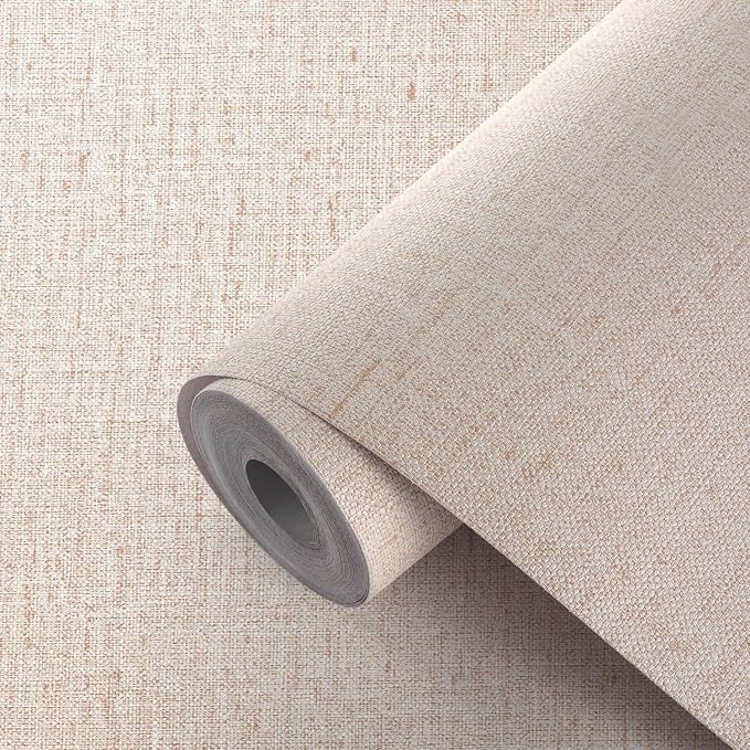 Beige Grasscloth Wallpaper Peel and Stick Textured Self Adhesive Linen Contact by Akywall