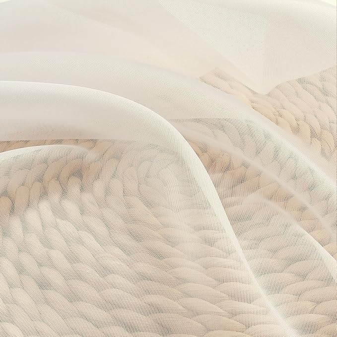 Chyhomenyc Cream Sheer Curtains 90 Inches Long - Image 6