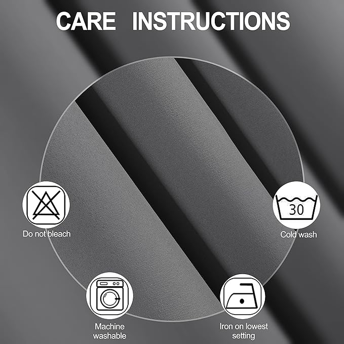 Grey Thermal Blackout Curtains/42 x 72 Inch/Set of 2 Panels Room Darkening - Image 4