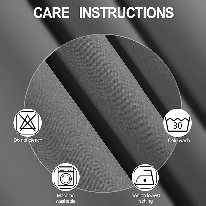 Grey Blackout Curtains/52 x 72 Inch/Set of 2 Panels Thermal Insulated Room - Image 4