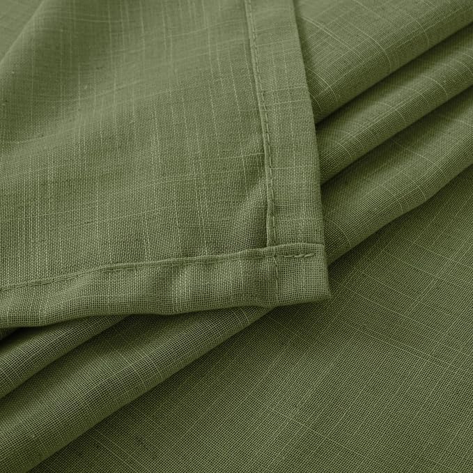 BGment 96 Inches Long Olive Green Linen Curtains - Image 9