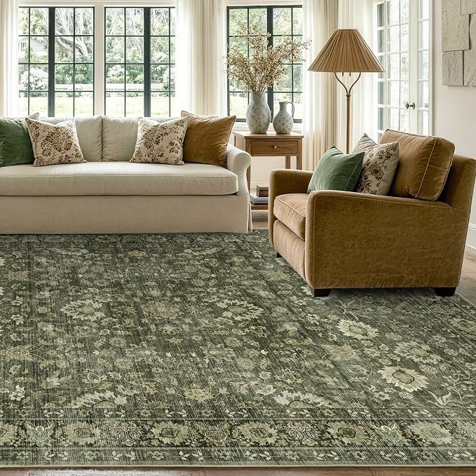 4x6 Ft Area Rugs for Living Room, Soft Non-Slip Machine Washable Rug, Vintage - Image 4
