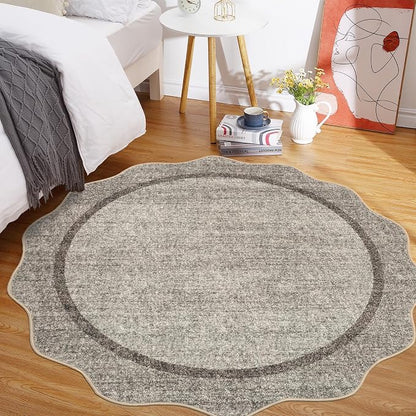 GarveeHome Scalloped Washable Non-Slip Soft Round Rug 4 ft - Image 8