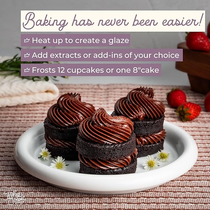 King Street Baking Co Chocolate Frosting Mix - 4 Ingredient Icing for Cake - Real Cocoa, Vanilla - Frosts 12 Cupcakes (3Pack)