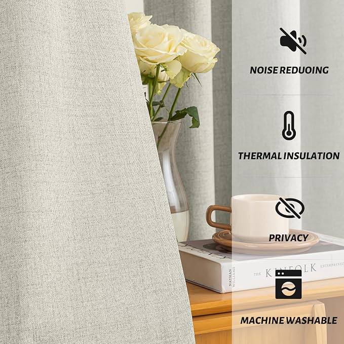 Yakamok Cream Linen Textured Curtains 90 Inches Long - Image 5