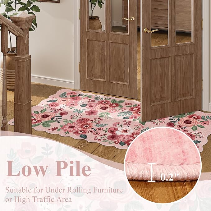DUKINO 8x10 Area Rug for Living Room, Floral Washable Rug Non Slip, Low Pile - Image 9