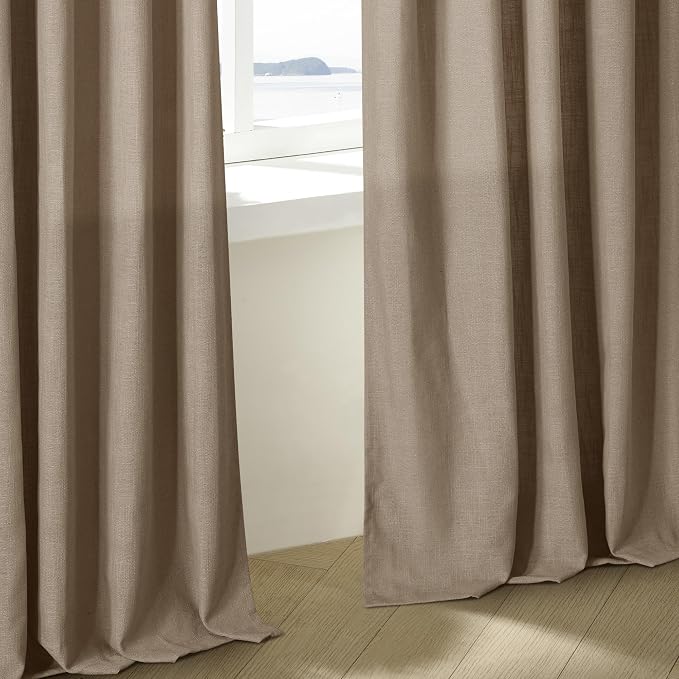Latte Semi Sheer Pleated Linen Curtains - Image 8