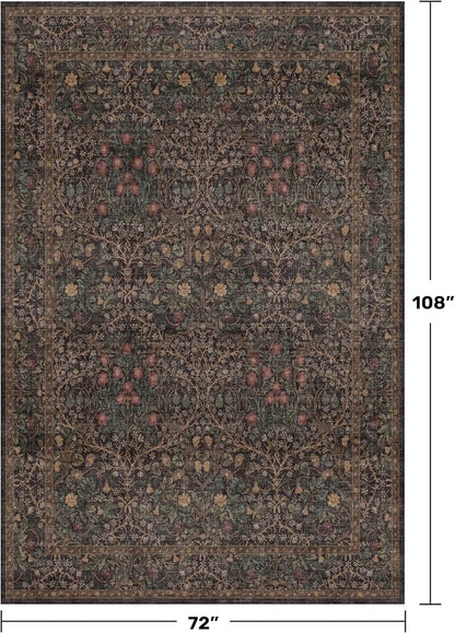 Dark Brown Washable Area Rug for Living Room - Image 2