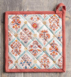 Maison d' Hermine Pot Holders 100% Cotton Heat Resistant Potholders 8" x 8" Hot Pads with Loop BBQ, Cooking, Baking, Grilling, Kitchen, Handling Hot Pans (Pack of 1, Romane)