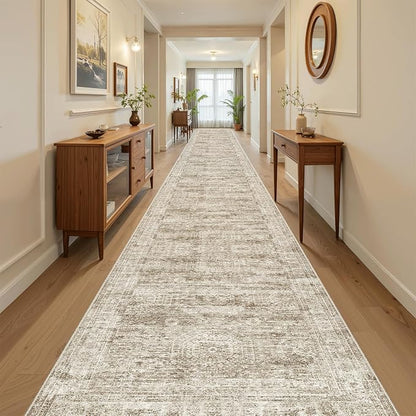 Soalmost Washable 3x18 Hallway Runner Rug Non-Slip Kitchen Entry Rugs Brown | - Image 4