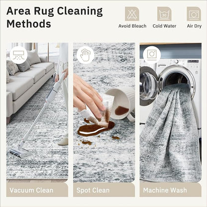 Soalmost 10x12 Area Rugs for Living Room Washable Rug Non-Slip Grey | Large - Image 7