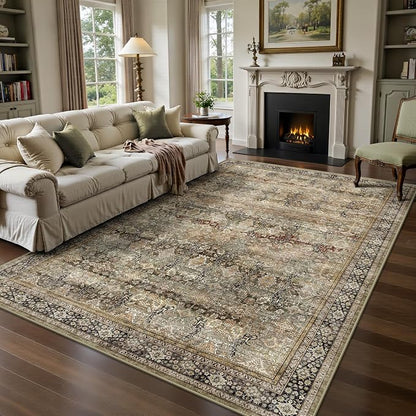 6x9 Area Rugs - Washable Vintage Retro Living Room Rug, Soft Ultra Thin Non by Yarooge