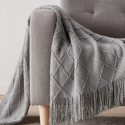 BOURINA Light Grey Throw Blanket 60x80 Inches Throw Textured Solid Soft Sofa - Image 3