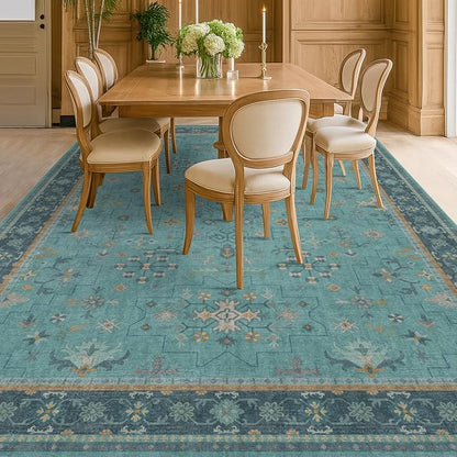 Large Boho 8x12 Teal Green Washable Living Room Rug - Image 6