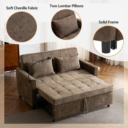 3 in 1 Convertible Sleeper Sofa Bed, 56.9" Small Pull Out Couch Bed - Image 8