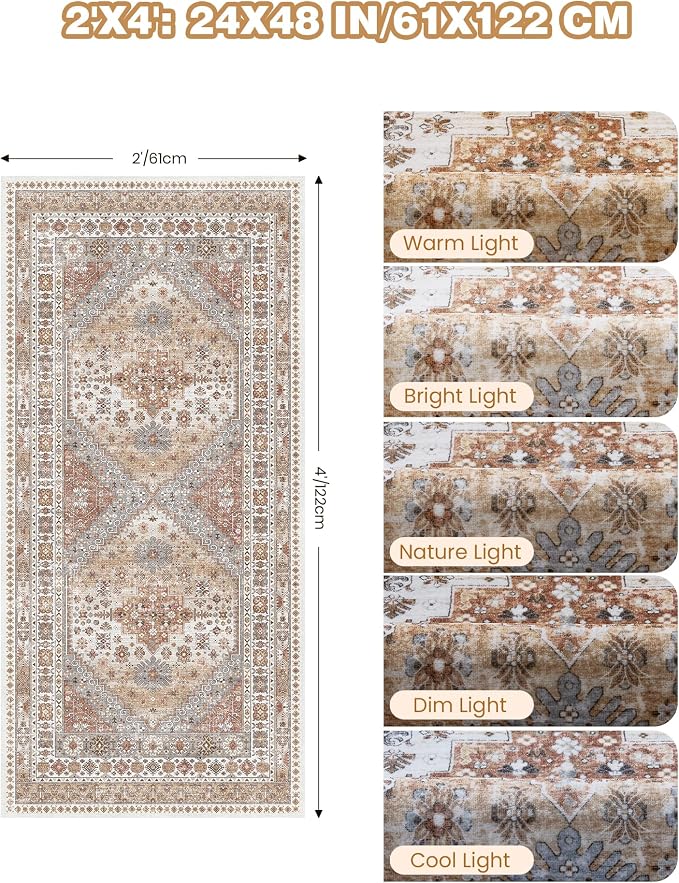 2x4 Washable Rug Runner for Bathroom, Entryway Rug, Hallway Runner for Bedroom - Image 2