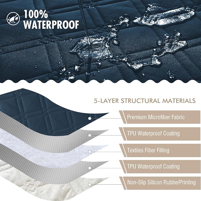 Genina Waterproof Couch Cover, Washable Anti-Slip 51 inch Loveseat Sofa Covers - Image 5