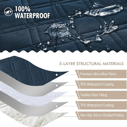 Genina Waterproof Couch Cover, Washable Anti-Slip 51 inch Loveseat Sofa Covers - Image 5
