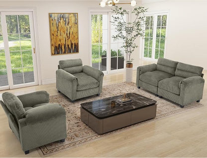 HAOMARKETS Corduroy Sofa Set, Upholstered Armchair Set of 2 and Loveseat - Image 7