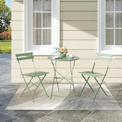 Bistro Table and Chairs Set of 2, 3 Piece Outdoor/Indoor Folding Patio Bistro - Image 8