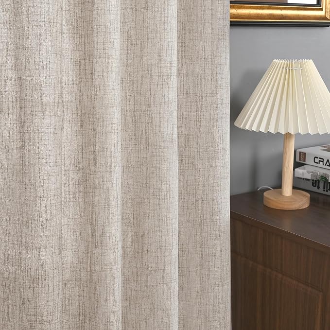 YoungsTex Curtains 90 Inch Length, Linen Light Filtering Drapes Grommet | - Image 9