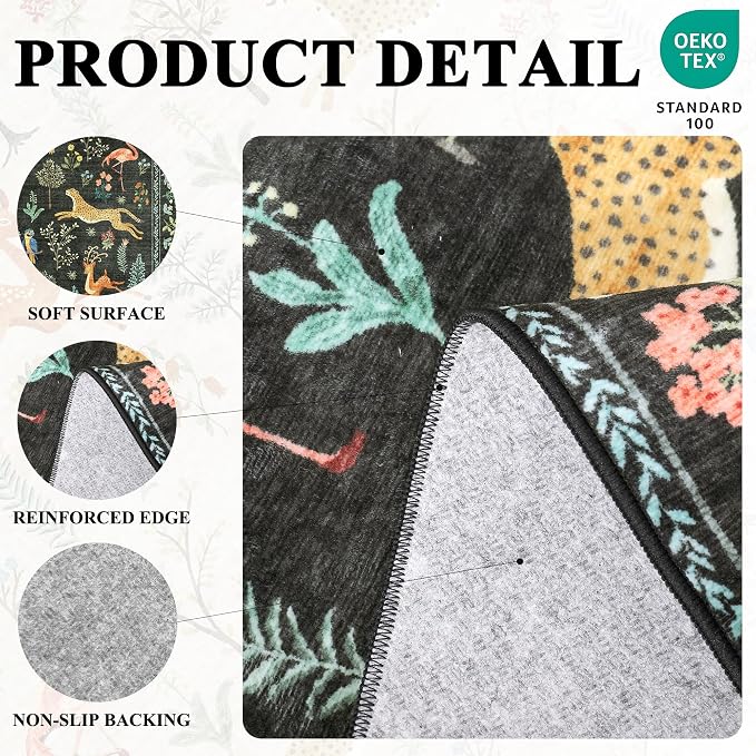 DUKINO 3x10 Washable Runner Rug, Non Slip Animal Rug - Image 4