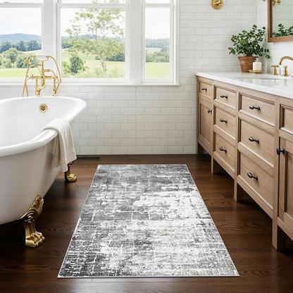 Washable 2x3 Entryway Area Rugs: Abstract Water Resistant Kitchen Rug Non-Slip - Image 4