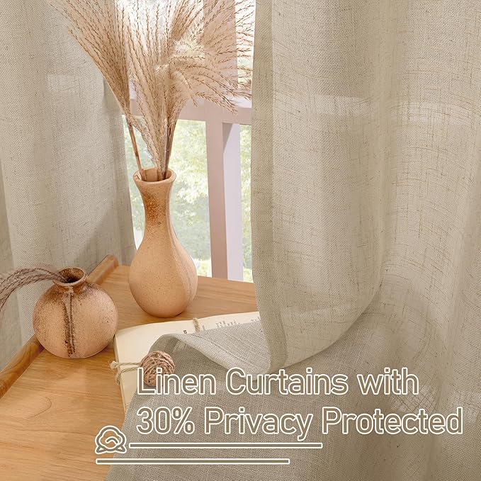 Brown Linen Curtains 90 inch for Bedroom, Soft Thick Light Filtering Boho - Image 5