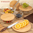 Stackable Space-Saving Set of 5 Nesting Glass Bowls with Bamboo Lids for Foodprep, Storage, Baking, Mixing & Cooking, Microwave & Oven Safe BPA Free Heat Resistant Inert Borosilicate Glass