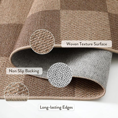 Lahome Checkered Easy Jute 3x5 Outdoor Rug, Washable Rugs - Image 5