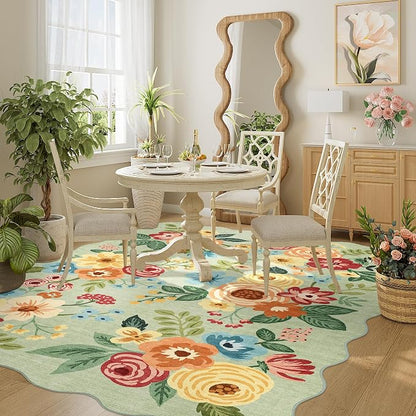 DUKINO 4x6 Area Rug, Non Slip Floral Washable Rug - Image 7