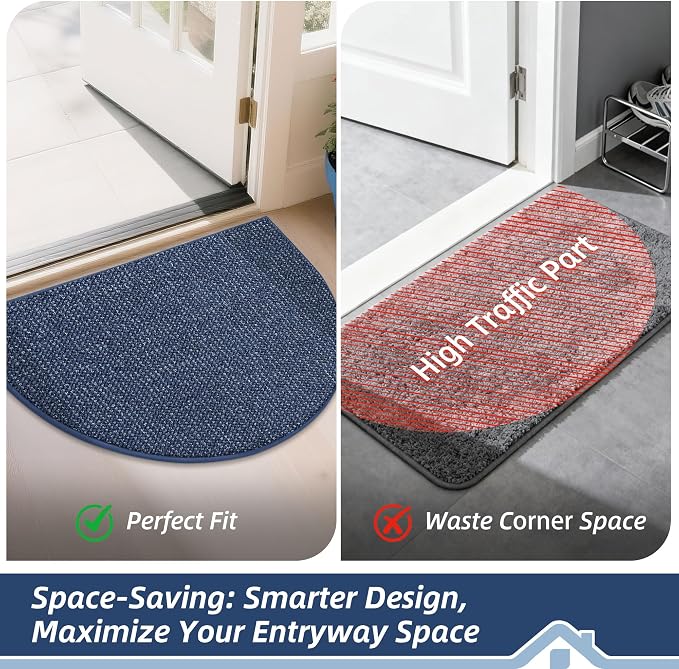BEQHAUSE Dirt Trapper Door Mat 32" x 48" Half Circle Non Slip Rugs, Absorbent - Image 6