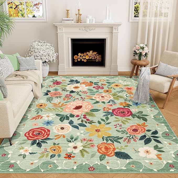DUKINO 5x7 Area Rug, Floral Rugs by DUKINO