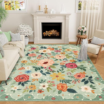 DUKINO 5x7 Area Rug, Floral Rugs by DUKINO