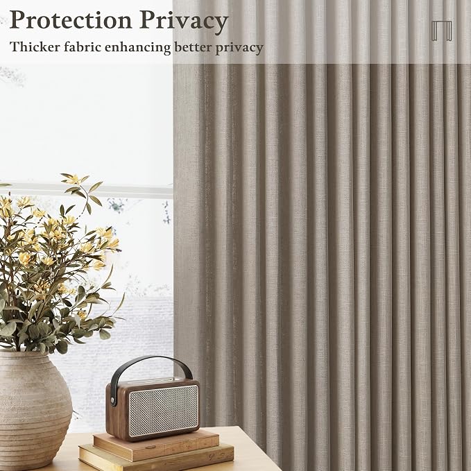 Extra Long Semi Sheer Linen Pleat Curtains Burlywood Birch 126 Inch Long | - Image 2