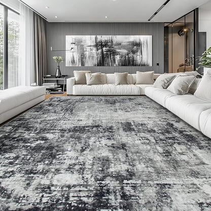 Aelenmu 10x14 Area Rugs for Living Room Dining Room Washable Black Grey | Soft - Image 2