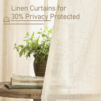 Extra Wide Linen Curtains for Bedroom Semi Sheer Panels 84 Inch | Light - Image 5