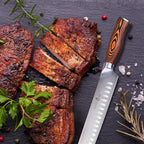 TUO Slicing Knife, 12 inch Granton Carving Knives Hollow Ground for Meat Cutting, Kitchen Long Slicer & Carver, German Stainless Steel Pakkawood Handle, Gift Box Included - Fiery Series