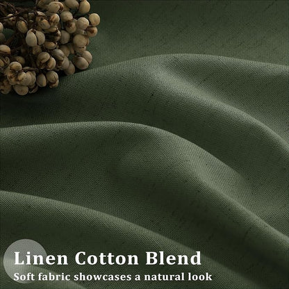 Olive Green Extra Wide Pinch Pleated 100 x 108 Inch Linen Curtains | - Image 5