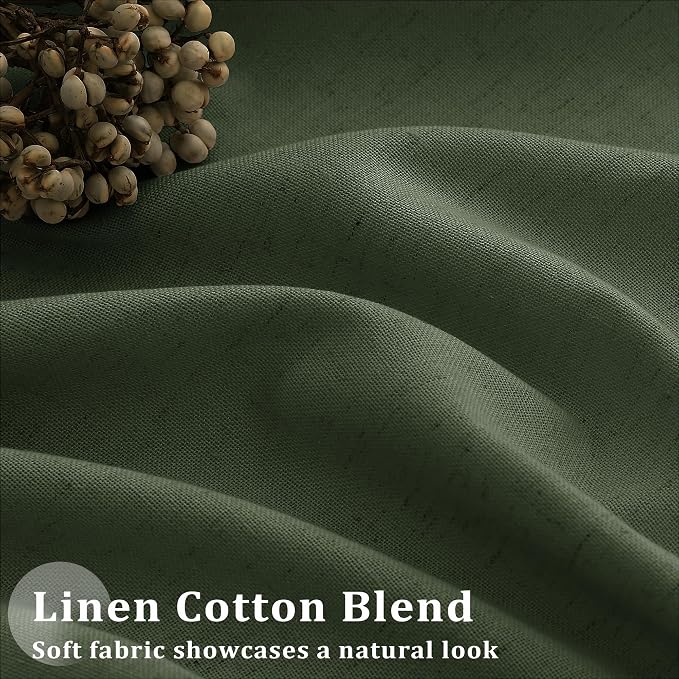 105 Inch Olive Green Pleated Ceiling Track Curtains Linen Semi Sheer | Light - Image 4