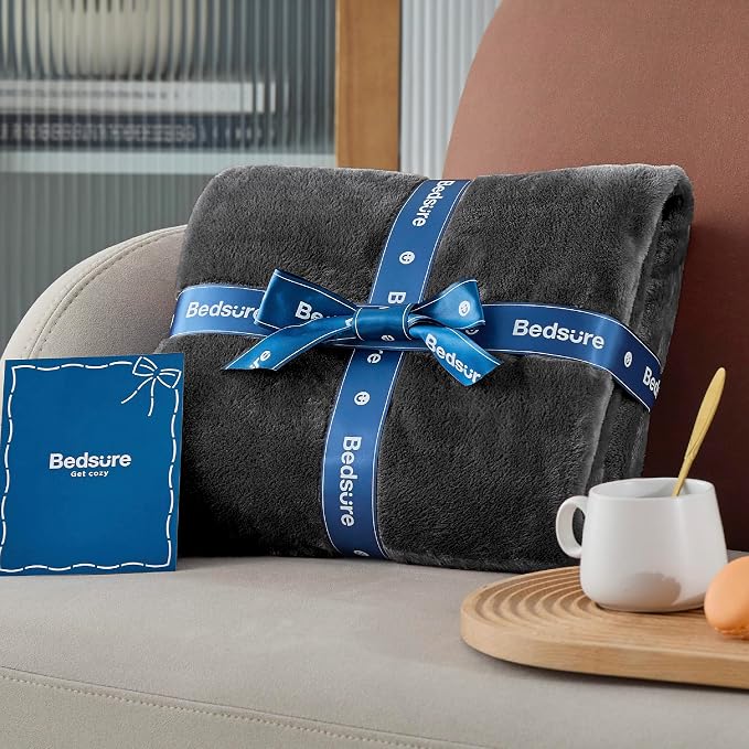 Bedsure GentleSoft Fleece Bed Blankets Full Size Charcoal - Image 6