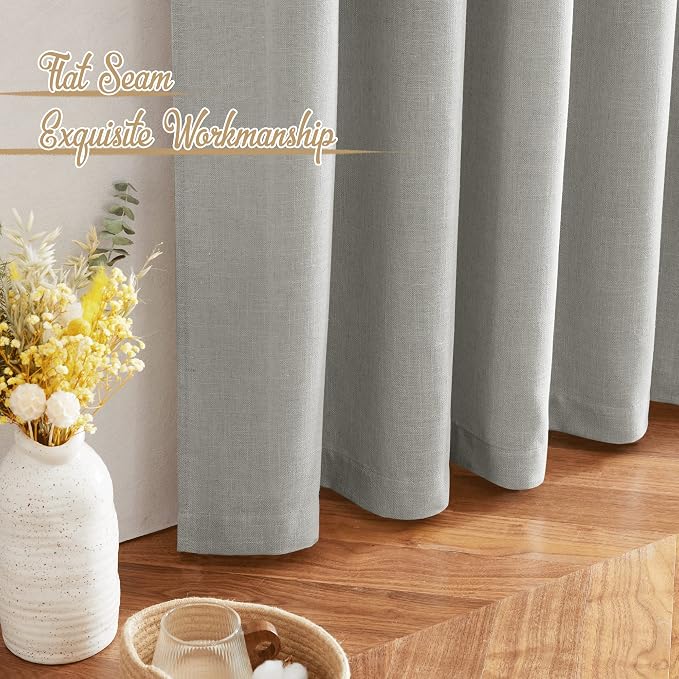 NICETOWN Linen Gray 108 inch Curtains - Image 6