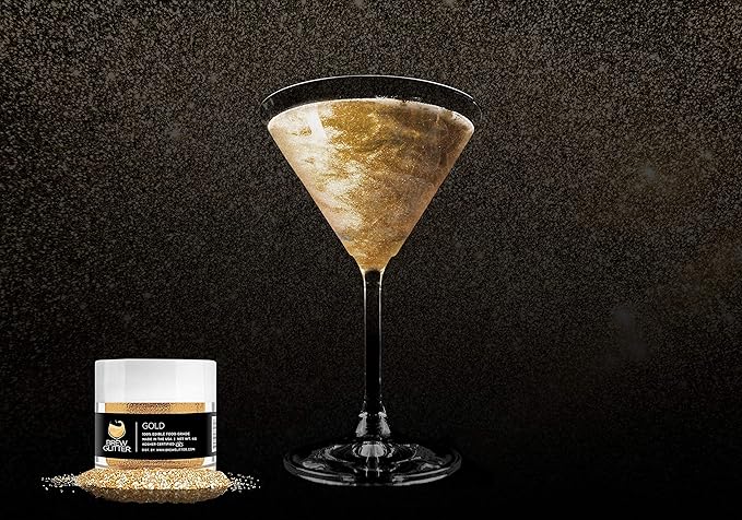 Gold BREW GLITTER Edible Glitter For Drinks, Cocktails, Beer, Garnish Glitter & Beverages | KOSHER & HALAL Certified | 100% Edible & Food Grade | Vegan, Gluten, Nut Free (25g, Gold)