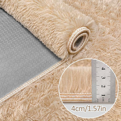 2x10 Bedside Area Rugs for Bedroom Soft Fluffy Shag Beige Rug for Hallway - Image 5
