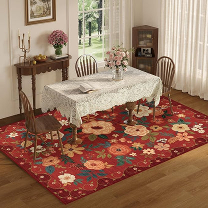 DUKINO 6x9 Area Rugs, Floral Washable Rug - Image 4