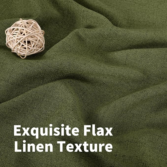 YoungsTex Olive Linen Curtains 90 Inch Length 2 Panels - Image 4
